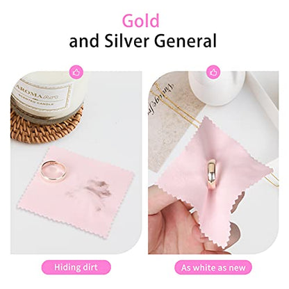 CATIFLIN 100pcs Jewelry Cleaning Cloth, Silver Polishing Cloth Individually Wrapped, Small Jewelry Polishing Cloth for Sterling Silver, Gold, Platinum and More (Pink, 3.15" x 3.15") - color: Pink