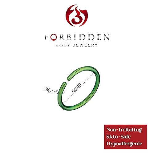 Forbidden Body Jewelry 18G Surgical Steel IP Plated Seamless Nose Ring & Cartilage Hoop with Comfort Round Ends (Sold Individually) - style: 18G 6mm Green