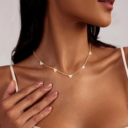 Airmb Heart Necklace for Women Gold/Silver Plated Trendy Heart Choker Lover Pendant Hypoallergenic Fashion Gold/Silver Necklace for Women Love Jewelry Gift for Women Girlfriend - color: 5 Heart-Crushed CZ-Gold