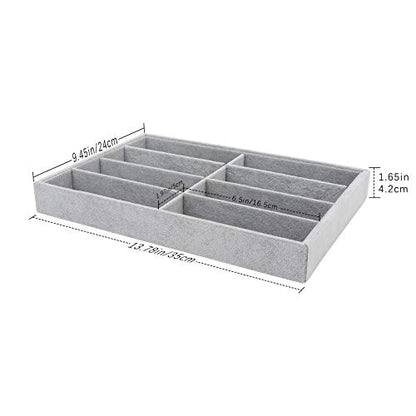 Emibele Sunglass Organizer Jewelry Tray, 8 Grids Velvet Tray Glasses Watch Storage Stackable Eyeglasses Jewelry Showcase Display Organizer Tray - Grey - style: A1- eight Grids Grey