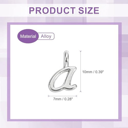uxcell A-Z Alphabet Charm, Metal Alphabet Letter Charm Initial Charm Pendant Bead for Necklaces Bracelets Jewelry Making Craft - color: Silver A