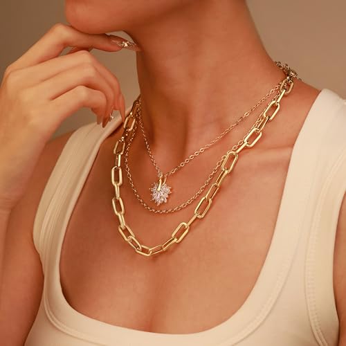 2 PCs Gold Plated Necklace Set for Women - Non Tarnish Jewelry Gift with Fashion Design - style: Three Layered Butterfly 1