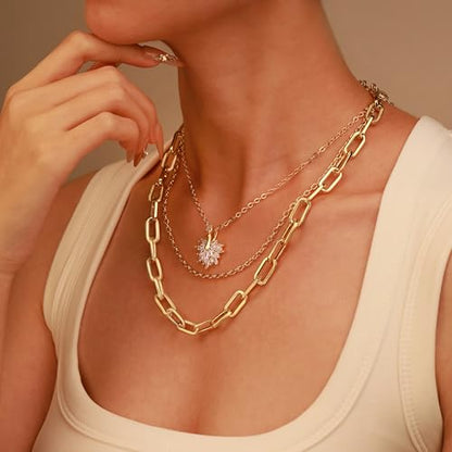 2 PCs Gold Plated Necklace Set for Women - Non Tarnish Jewelry Gift with Fashion Design - style: Three Layered Butterfly 1