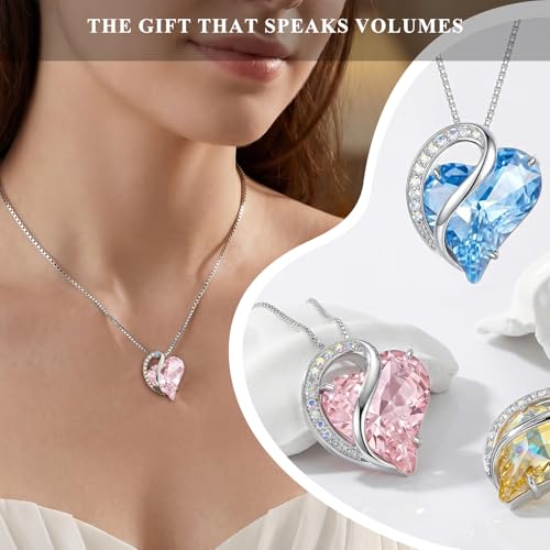 Crystal Heart Necklace for Women - Quietrose Faceted Crystal Heart Pendant with Sparkle Accents, Silver-Tone Curved Frame, 0.85" x 0.73", 18+2" Adjustable Chain, Elegant Gift for Her - color: Blush Pink - Sweet Wish