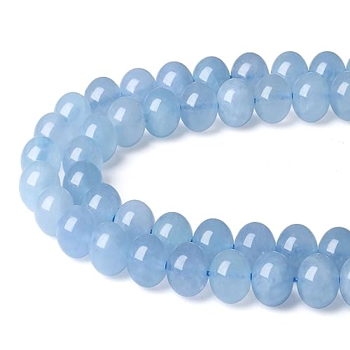 LAIDANLA Aquamarine 8mm Natural Stone Beads Round Loose Gemstone Stone Beads for DIY Bracelet Necklace Earrings Jewelry Making Polishing Genuine Real Beading Crystal 96PCS 2 Strand 32" - color: L-Aquamarine, size: 8mm