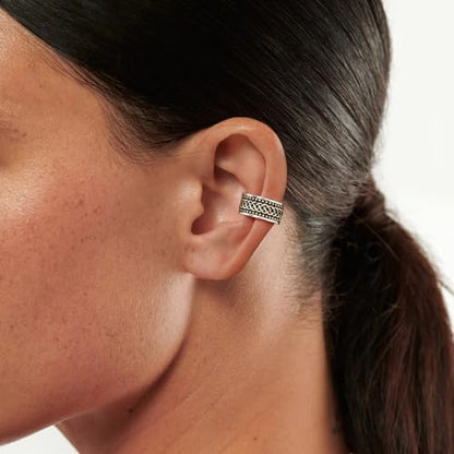 CHIC & ARTSY 925 Sterling Silver Ear Cuffs for Women, Non Piercing Clip On Cartilage Cuffs, Adjustable Fake Conch & Helix Earrings, Gold Plated & Oxidized Various Styles - color: ear cuff #32