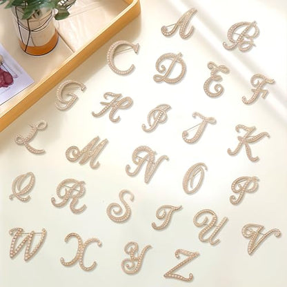 A-Z Initial 26 Letter Brooch Pins, Gold Faux Pearl Alphabet Badges Breastpin for Hat Bag Dress Coat Suit Accessory, Elegant Name Personalized Gifts for Women Men - color: I