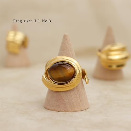 Jean Beau Chunky Gold Statement Dome Rings for Women, Exaggerated Thick Bold Open Finger Ring Prom Fashion Jewelry Gift