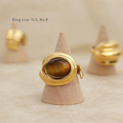 Jean Beau Chunky Gold Statement Dome Rings for Women, Exaggerated Thick Bold Open Finger Ring Prom Fashion Jewelry Gift