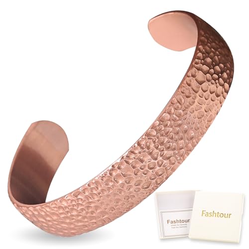 Pure Copper Bracelet – Copper Bracelet for Men & Women – 100% Solid, Raw & Uncoated Handmade Hammered Tibetan Cuff Bangle - color: Classic Hammered Texture