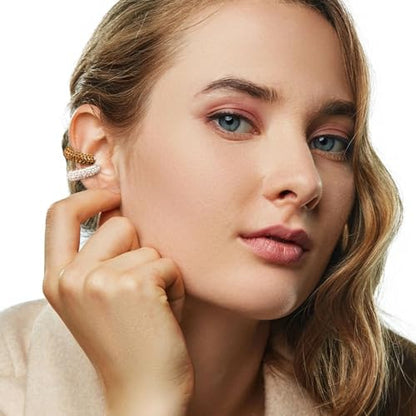 Joez Wonderful 5pcs Chunky Ear Cuff for Women, 0.8in, 5 Colors | Metal, with Rhinestone, Hypoallergenic, Non Piercing, Round, Huggie Clip on Cartilage Earrings, for Diy Accessories, Birthday