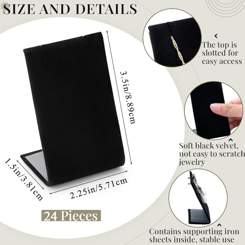 RattanView 24 Pcs Earring Display Stand Necklace Pendant Jewelry Stand Showcase Organizer Display Holder for Earring Pendant Accessory Rack(Black,Straight Style,Velvet) - color: Black