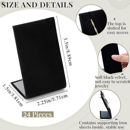 RattanView 24 Pcs Earring Display Stand Necklace Pendant Jewelry Stand Showcase Organizer Display Holder for Earring Pendant Accessory Rack(Black,Straight Style,Velvet) - color: Black