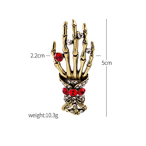 Premium Handmade Enamel Lapel Pin Brooch Badge - color: Day of the Dead Silver Hand, size: 1 Pin
