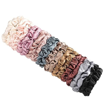 Hair Ties Satin Silk Small Scrunchies for Women Girls Ponytail Holders 20 Pcs Mini Bulk Scrunchies Elastic Hair Bands for Thick Curly Hair Pony Tails Hair Ties - color: Popular color