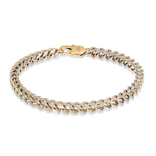 Reeds Two-Tone Stainless Steel Foxtail Chain Bracelet | 5mm | 8.5 Inches