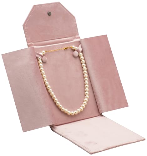 Velvet Necklace Jewelry Travel Folder Storage Display Case (Pink) - color: Pink