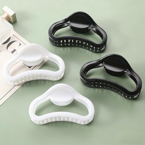 4 Pack Heart Hair Clips, 4.5" Large Durable Trendy Hair Claw Clip with Bead & Butterfly Spring, Premium PC Material Cozy Fashion Hair Claw for Thick Hair, Gift Set for Women Girls, Daily Wear - color: Classic Color 5: Black and White
