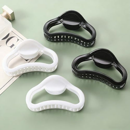 4 Pack Heart Hair Clips, 4.5" Large Durable Trendy Hair Claw Clip with Bead & Butterfly Spring, Premium PC Material Cozy Fashion Hair Claw for Thick Hair, Gift Set for Women Girls, Daily Wear - color: Classic Color 5: Black and White