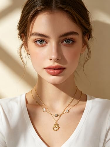 14K Gold A-Z Initial Lette Necklace Star Choker Women Necklace | Personalized Initial Jewelry, Meaningful Name Letter Gift for Women Wife Mom Friend, Perfect Present For Birthday/Anniversary - style: 14K Gold-E
