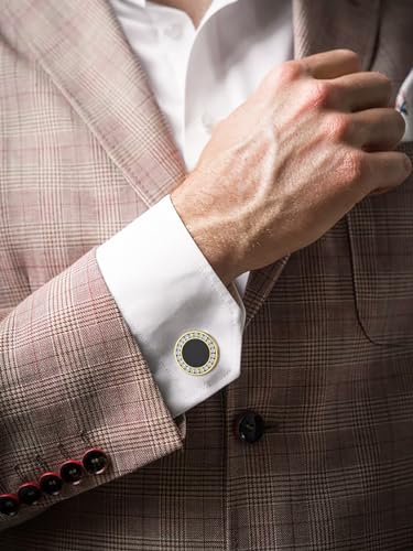 Custom4U Custom Photo Cufflinks for Men Father of the Bride Gifts - color: C-Black Onyx-Gold