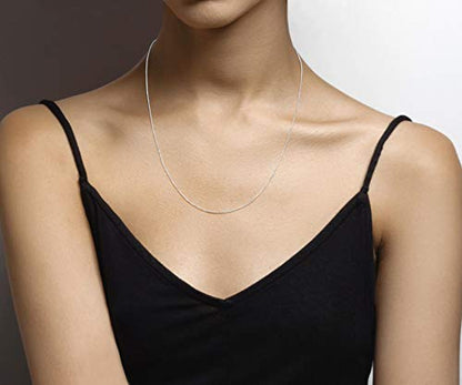 Miabella 925 Sterling Silver or 18K Gold Plated Italian 1mm Adjustable Solid Thin Bolo Box Chain Necklace for Women / 14-24 Inch Slider/Made in Italy - style: sterling silver