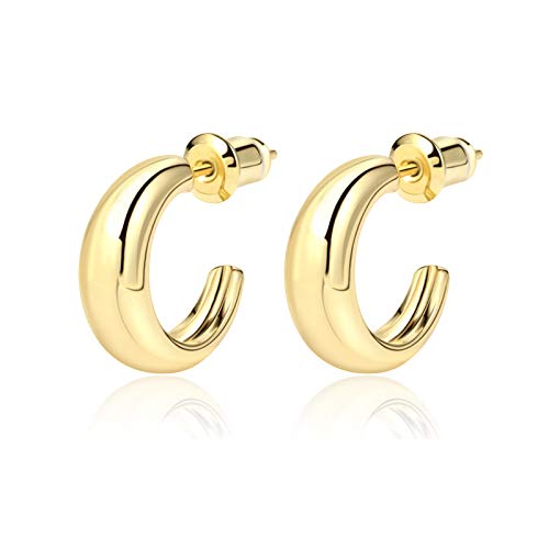 14K Gold Small Hoop Earrings Silver Post Open Hoops Earrings for Women | Hypoallergenic - color: A-14K Gold