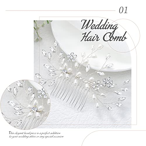 Wedding Hair Comb Pearl Bride Headpieces Rhinestone Bridal Hair Jewelry Side Hair Accessories for Bridesmaids and Brides