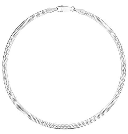 Savlano 925 Sterling Silver Solid Italian Figaro, Rope,Herringbone, Curb, Ball Bead, Snake, Mariner Chain Anklet for Women, Comes in 0.8mm - 5mm With Gift Box - style: Herringbone 2.5mm