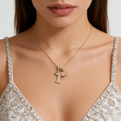 18K Gold & Silver Plated Initial Necklaces for Women - color: I-Gold