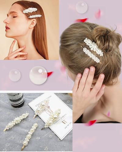 JELIEE 8 PCS Pearl Hair Clips Large Pins Barrette Ties Hairpins for Woman Headwear Sweet Accessories Fashion Cute