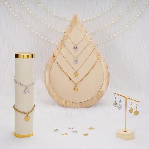 Stainless Steel Charms Bulk for Jewelry Making Round Star Charm Pendant for Bracelet DIY Jewelry Supplies - color: Star Gold Silver