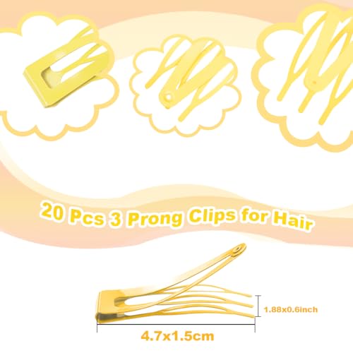 20 Pcs Snap Hair Clips for Women Snap Hair Barrettes Double Grip Hair Clips 3 Prong Clips for Hair Barrettes for Women Girls (GOLD) - color: GOLD