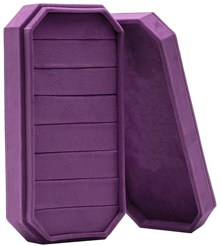 Velvet Ring Organizer Display Tray Jewelry Box Earring Holder Case | for Wedding Birthday Christmas Day (Purple) - color: Purple