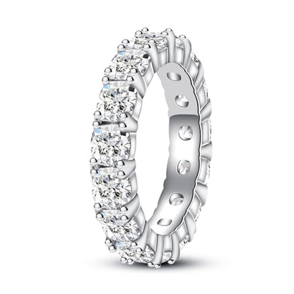 Cubic Zirconia Eternity Band Ring Round Cut/Cushion Cut 5A Grade D Color Simulant Diamond CZ Wedding Band Promise Anniversary Ring for Women - color: Cushion Cut