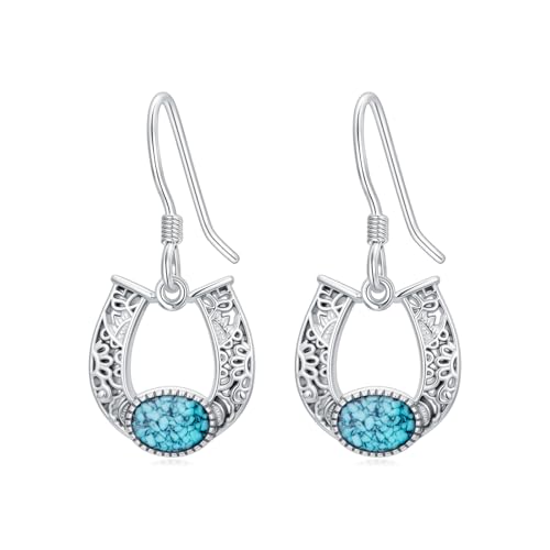 Dorunmo s925 Sterling Silver Western Dangle Drop Earrings Birthday Jewelry Gifts for Women - style: Horseshoe