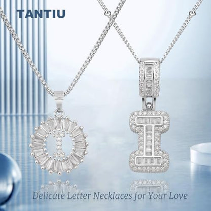 14K Gold Plated Alphabet Necklace Cubic Zirconia Letter Pendant, Personalized Name Jewelry Gift for Women, Customizable A-Z, Birthday/Mothers Day Gifts for Womens - color: White Gold, style: Style-I