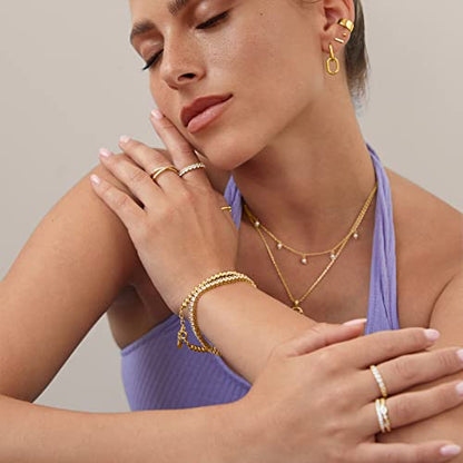 PAVOI 14K Gold Plated Convertible Paperclip Earrings for Women - Trendy Paper Clip Link Huggie Hoop Earrings - Chain Link Drop Dangle Hoops with Cubic Zirconia - Two-Toned Statement Jewelry - style: Plain