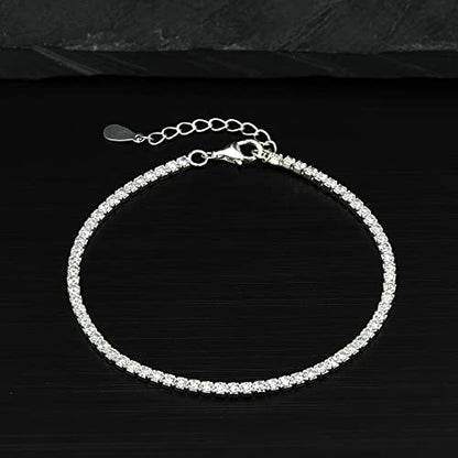 AeraVida Square White Cubic Zirconia Center .925 Sterling Silver Bracelet | Classic Minimalist Style | Jewelry Gifts for Women | Sterling Silver Bangle Bracelet