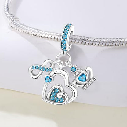 3PCS Birthstone Stone Charms for Charms Bracelet 925 Sterling Silver Infinity Love Heart Crown Dangle Charms Spacer Stopper Beads for Bracelets and Necklaces, Birthday Mother's Day Christmas Gifts For Women. - color: 12 Dec. 3PCS
