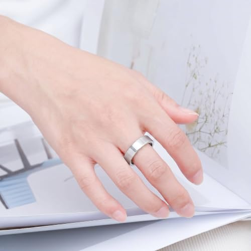 2mm 4mm 6mm Thin Titanium Wedding Rings Band for Women Man - color: Silver-6mm