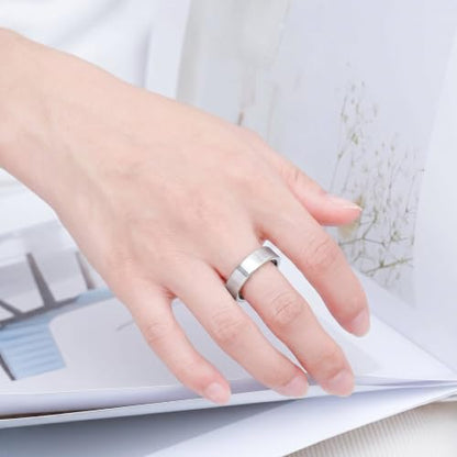 2mm 4mm 6mm Thin Titanium Wedding Rings Band for Women Man - color: Silver-6mm