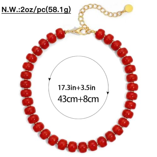 Chunky Beaded Necklace for Women, Colorful Trendy Statement Summer Jewelry Gift - color: necklace-35