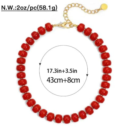 Chunky Beaded Necklace for Women, Colorful Trendy Statement Summer Jewelry Gift - color: necklace-35