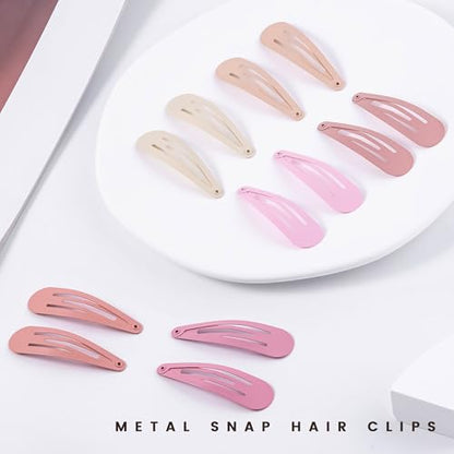 48 PCS Small Metal Barrettes For Women Non Slip Water Drop Snap Clips For Thick Thin Fine Hair Classic Accessories,Pink Rose Red Beige,1.97 x 0.5 In - color: Pink Rose Red Beige