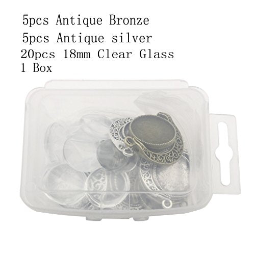10 Sets Fit 18mm Moon Rotation Double Side Round Blank Bezel Pendant Trays Base Cabochon Settings Trays Pendant Blanks Jewelry Making DIY Findings (M133) - color: M133
