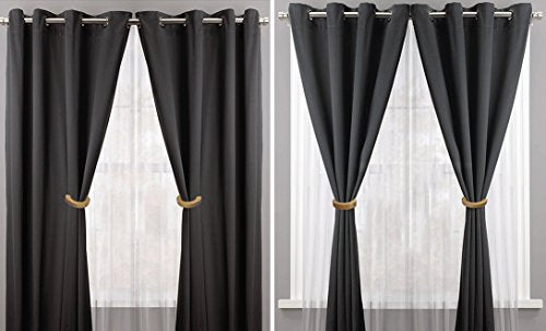 NICE PURCHASE 2 Pcs Wooden Curtain Tiebacks Holdbacks European Classic Retro Window Home Office Decorative Drapes Holders Strong Magnetic Clean Durable - Multifunctional Also Wood Pants Hanger (B) - color: 2.5" Inner Diameter - Black