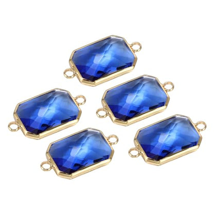 PATIKIL Birthstone Connector Link, Diamond Clear Charm Links, Glass Jewelry Findings Crystal Bead Link for Drop Dangle Pendants Necklace Bracelet Earring - color: Dark Blue