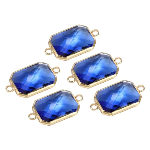 PATIKIL Birthstone Connector Link, Diamond Clear Charm Links, Glass Jewelry Findings Crystal Bead Link for Drop Dangle Pendants Necklace Bracelet Earring - color: Dark Blue