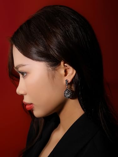 Christmas Halloween Red Heart Shaped Pattern Alloy Earrings, Gothic Antique Style Jewelry for Women - style: Earrings EARR.003